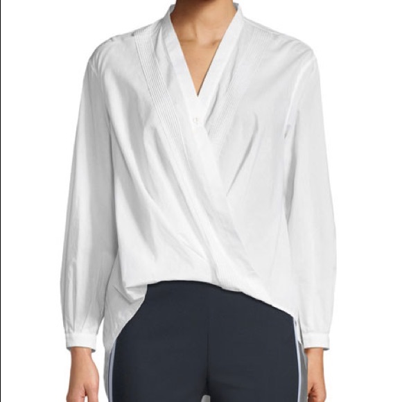 rag & bone Tops - Rag & Bone MIRANDA SURPLICE LONG-SLEEVE COTTON VOILE BLOUSE IN BRIGHT WHITE